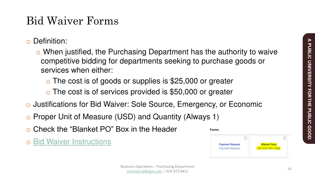 bid waiver forms