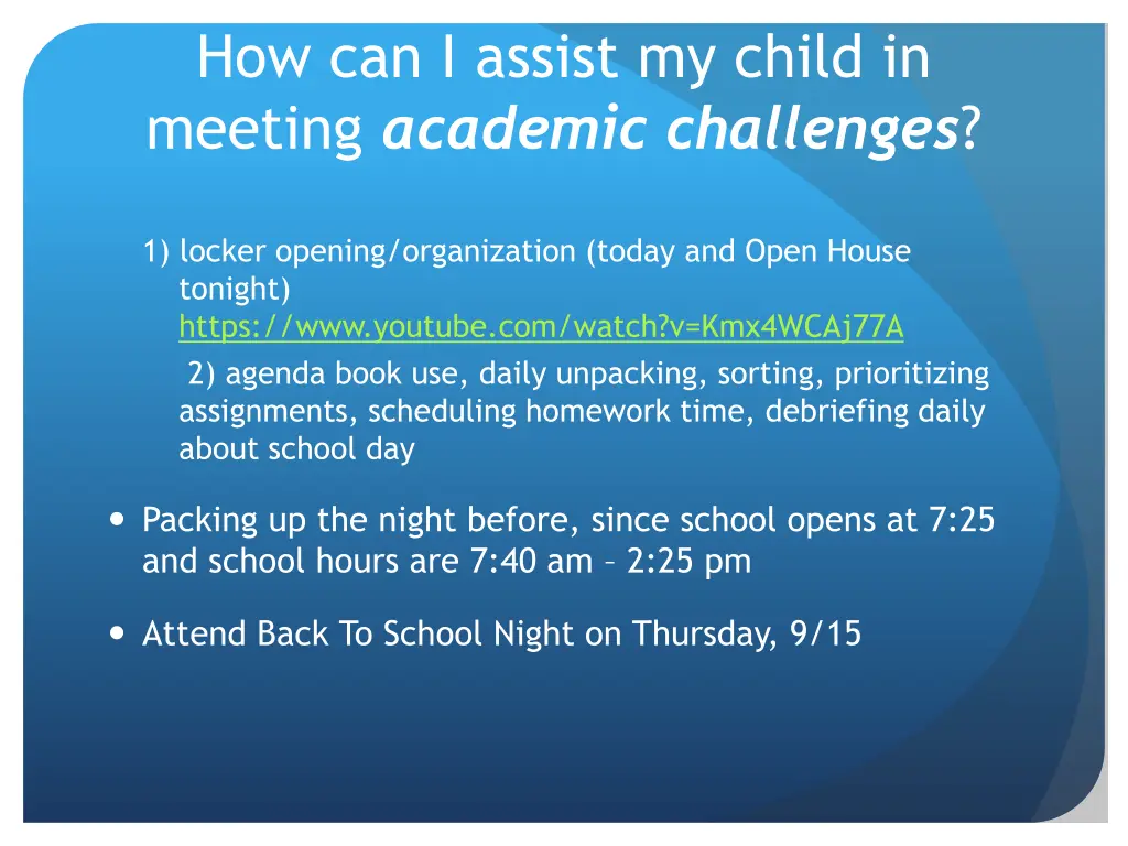how can i assist my child in meeting academic