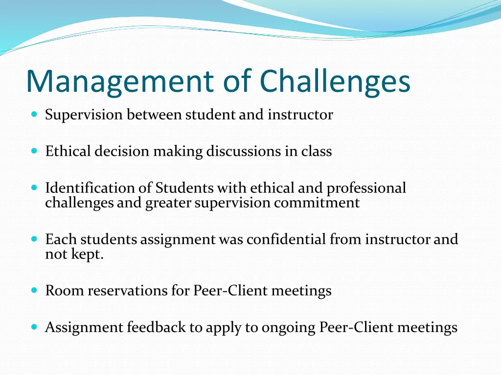 management of challenges supervision between