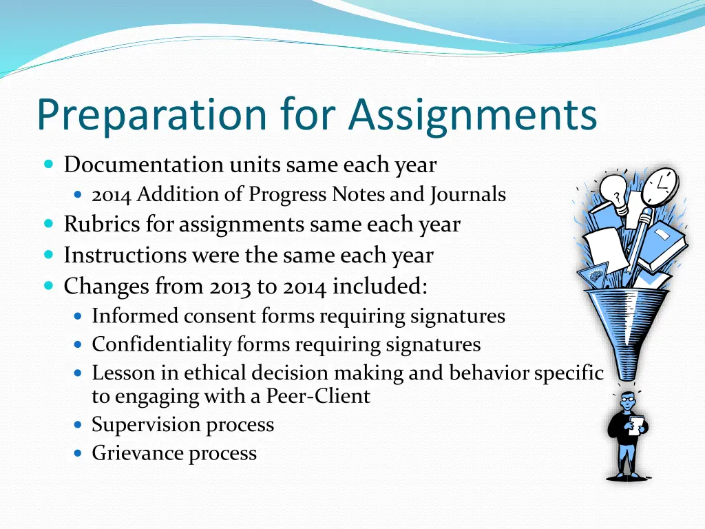 preparation for assignments