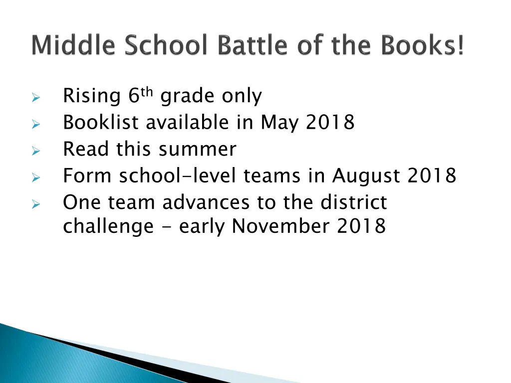 rising 6 th grade only booklist available