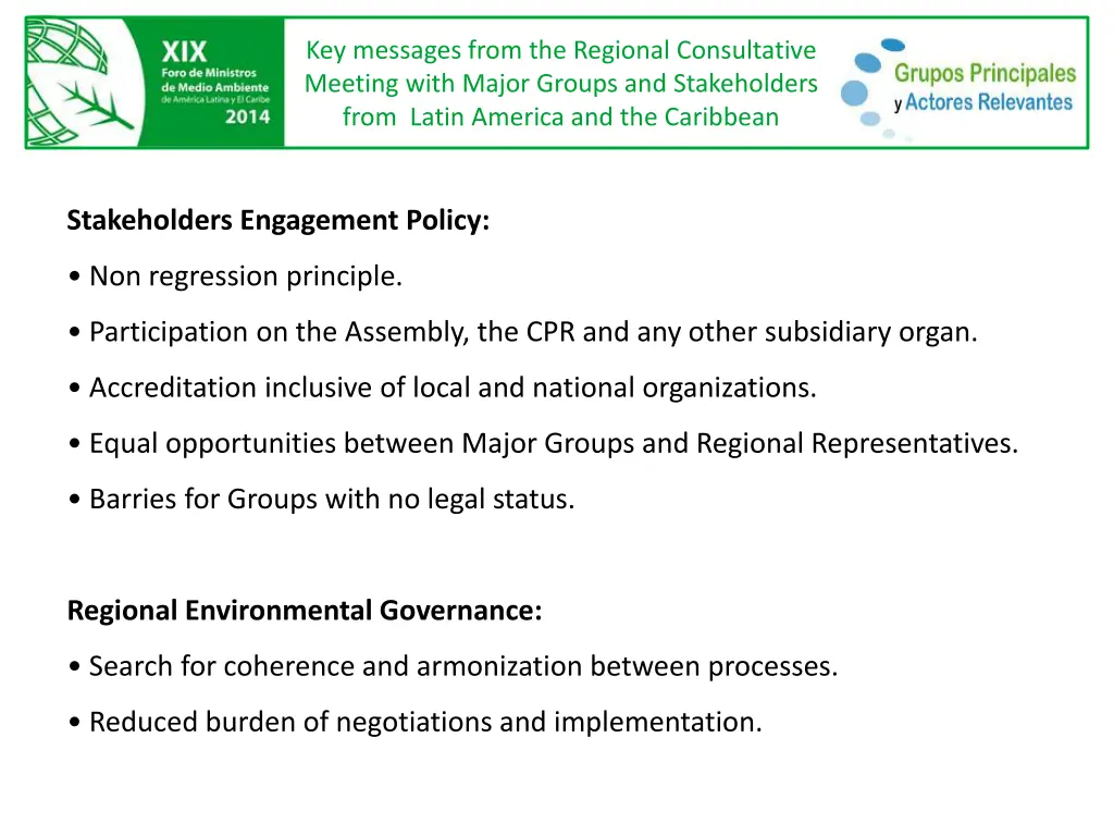 key messages from the regional consultative 1