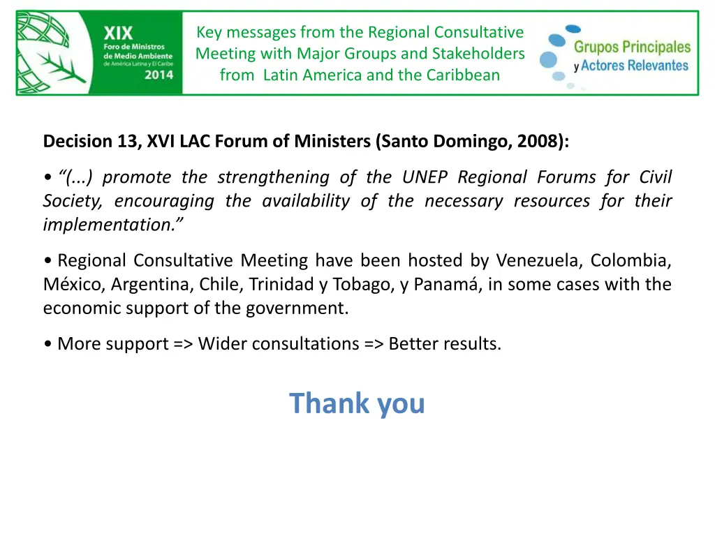 key messages from the regional consultative 2