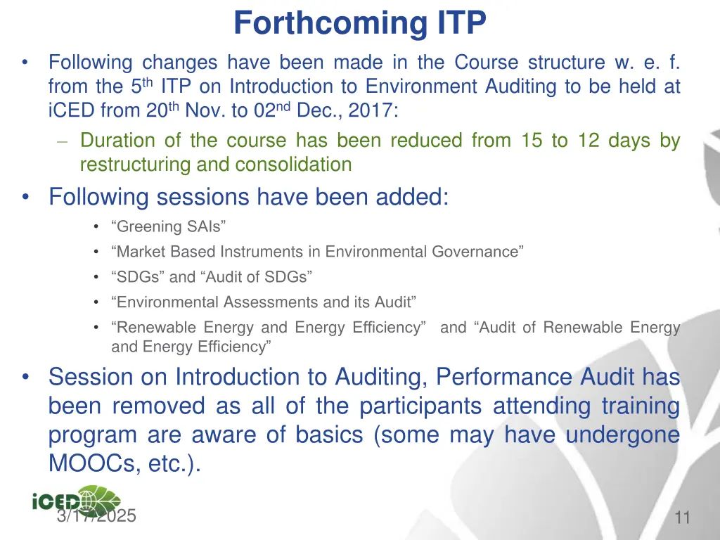 forthcoming itp