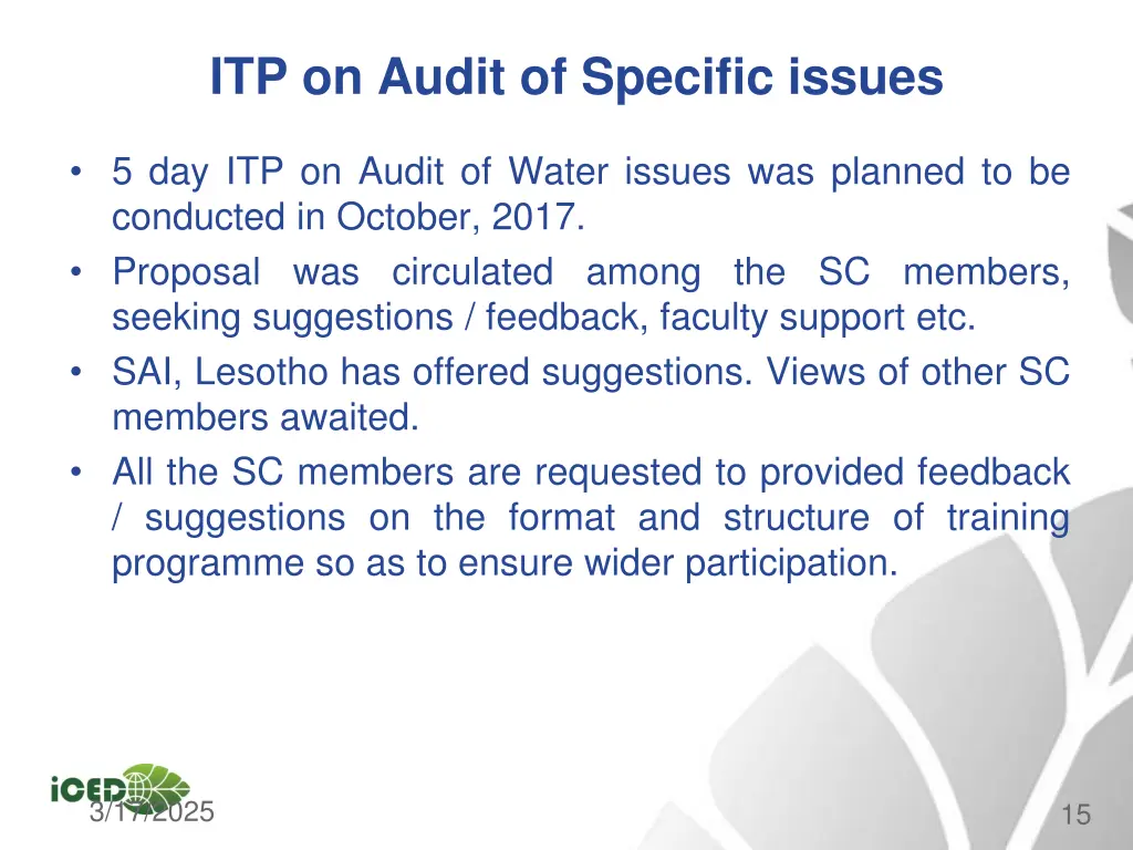 itp on audit of specific issues 1