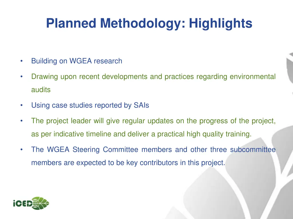 planned methodology highlights