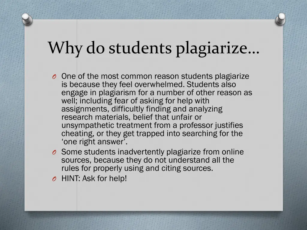 why do students plagiarize