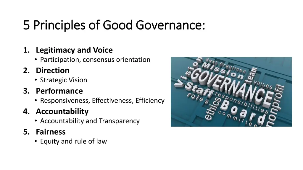 5 principles of good governance 5 principles