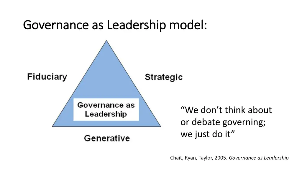 governance as leadership model governance