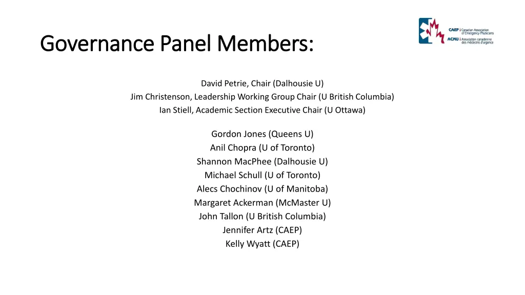 governance panel members governance panel members