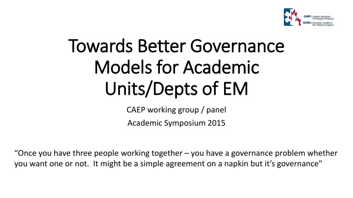 towards better governance towards better
