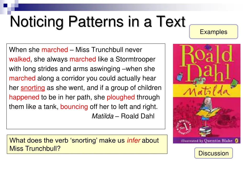 noticing patterns in a text 2