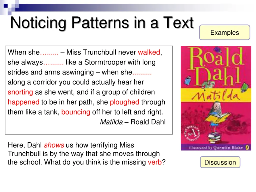 noticing patterns in a text