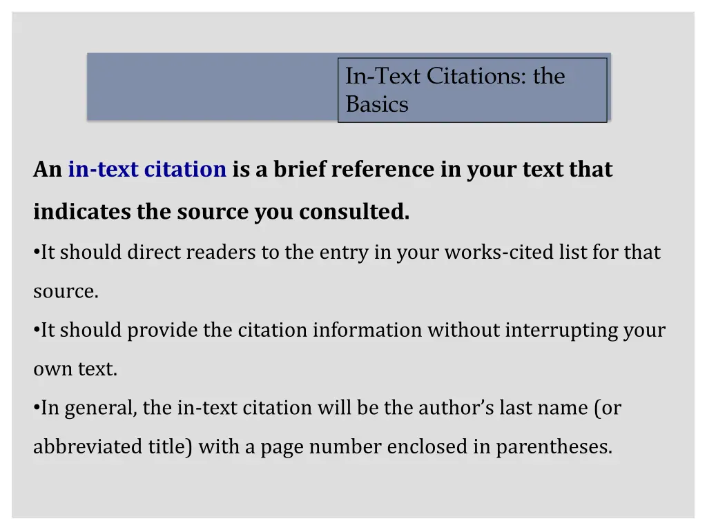 in text citations the basics