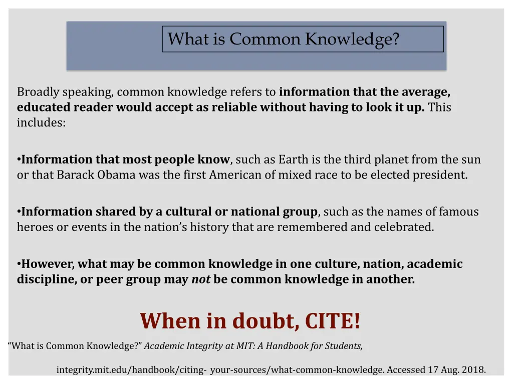 what is common knowledge