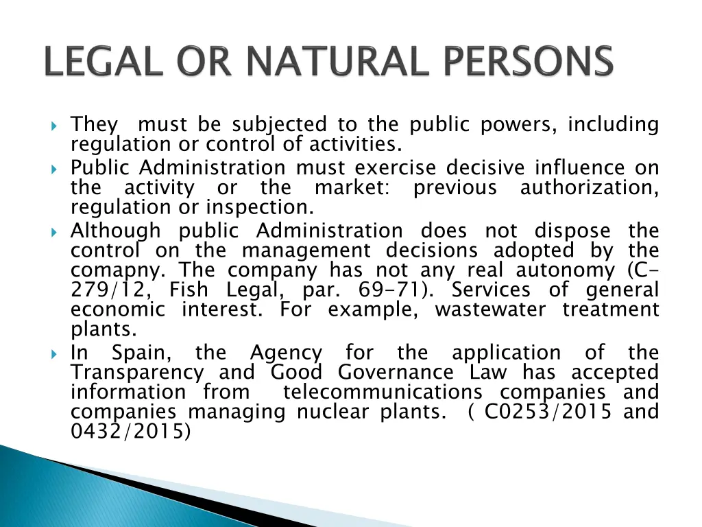 they regulation or control of activities public