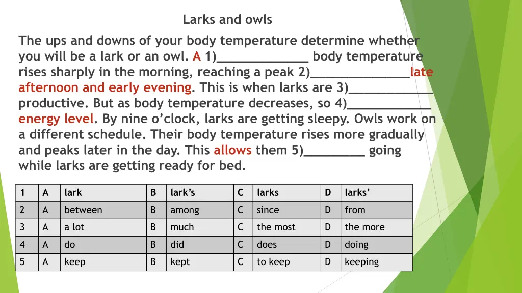 larks and owls