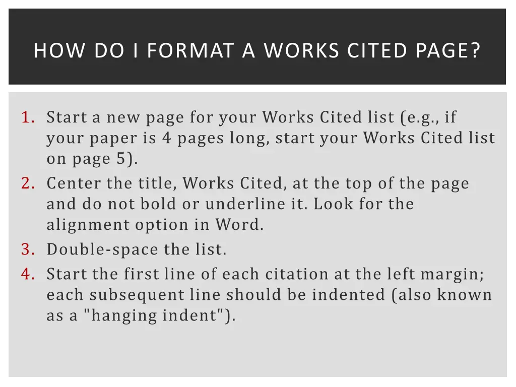 how do i format a works cited page