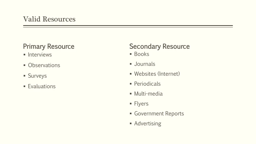 valid resources