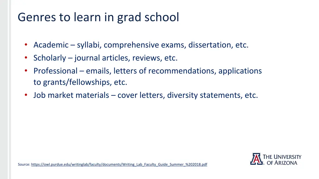 genres to learn in grad school