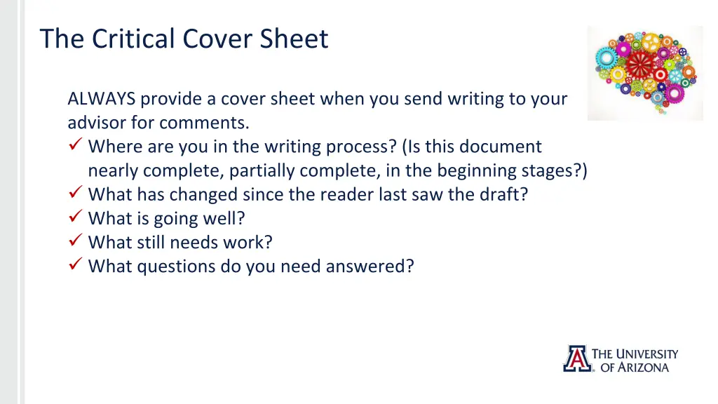 the critical cover sheet