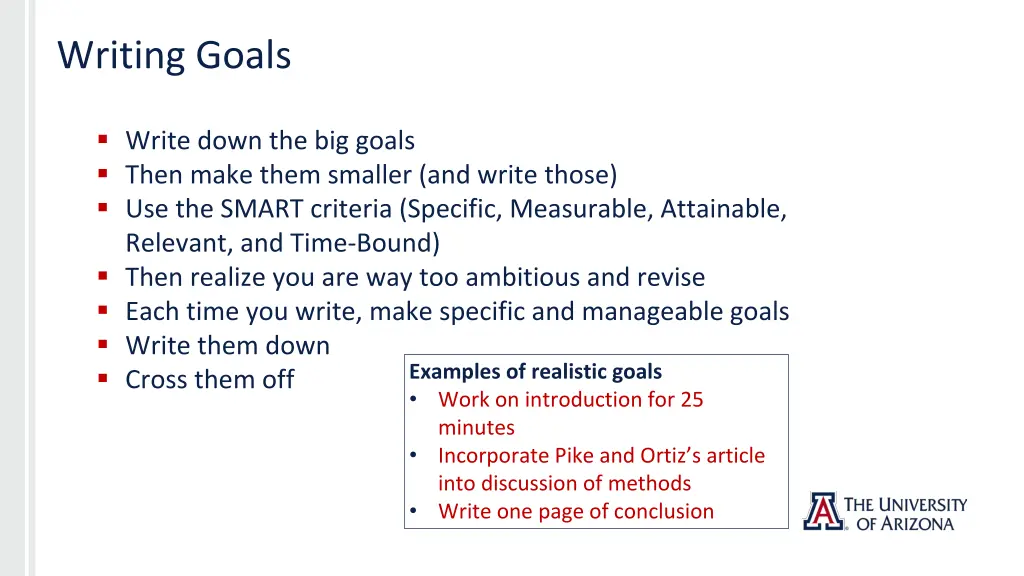 writing goals