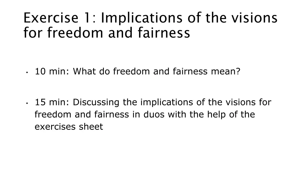 exercise 1 implications of the visions