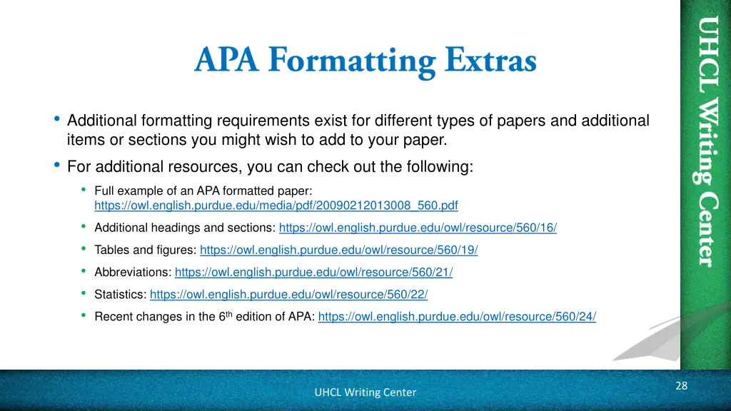 additional formatting requirements exist