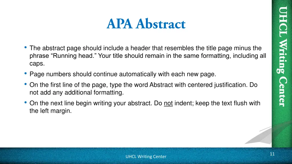 the abstract page should include a header that