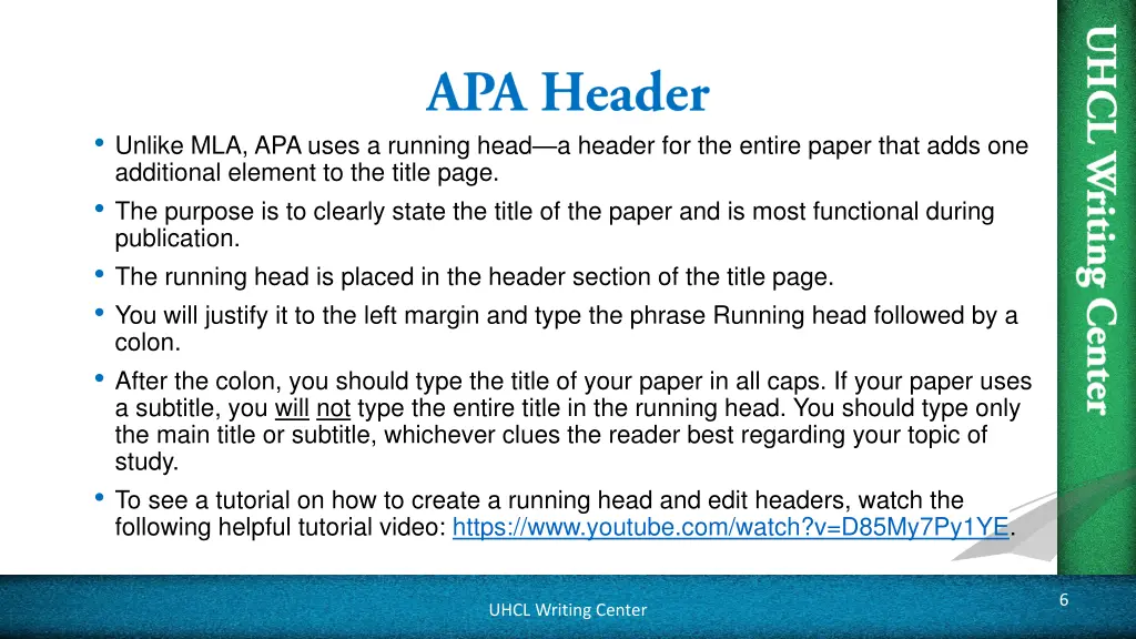 unlike mla apa uses a running head a header