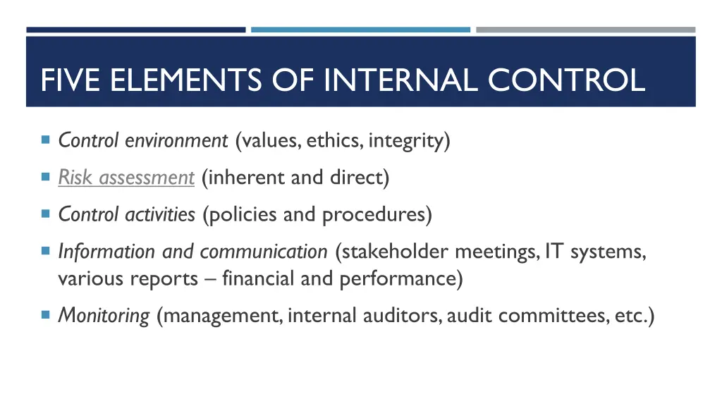 five elements of internal control