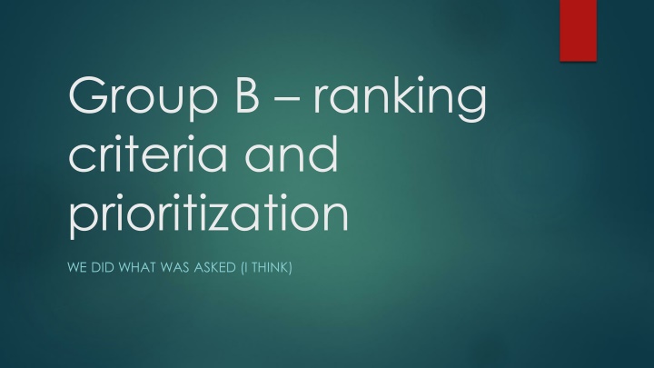 group b ranking criteria and prioritization