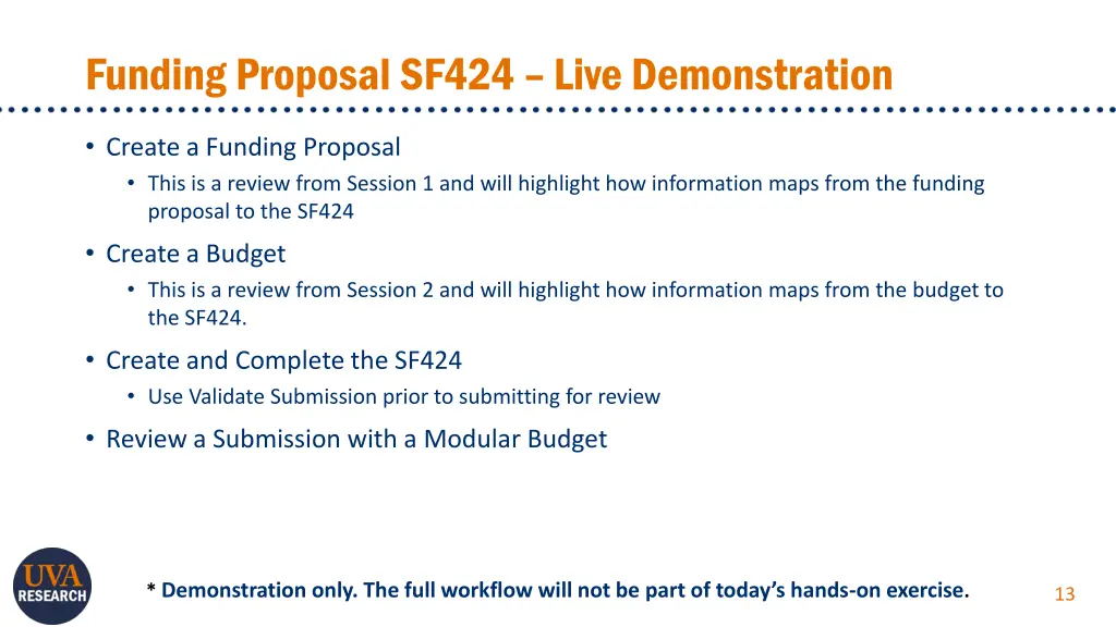 funding proposal sf424 live demonstration