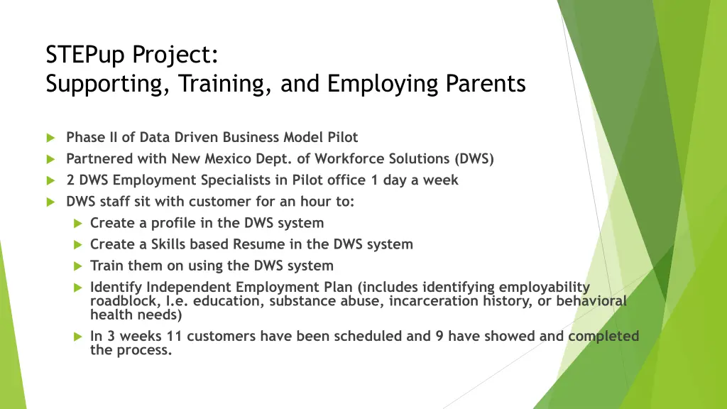 stepup project supporting training and employing