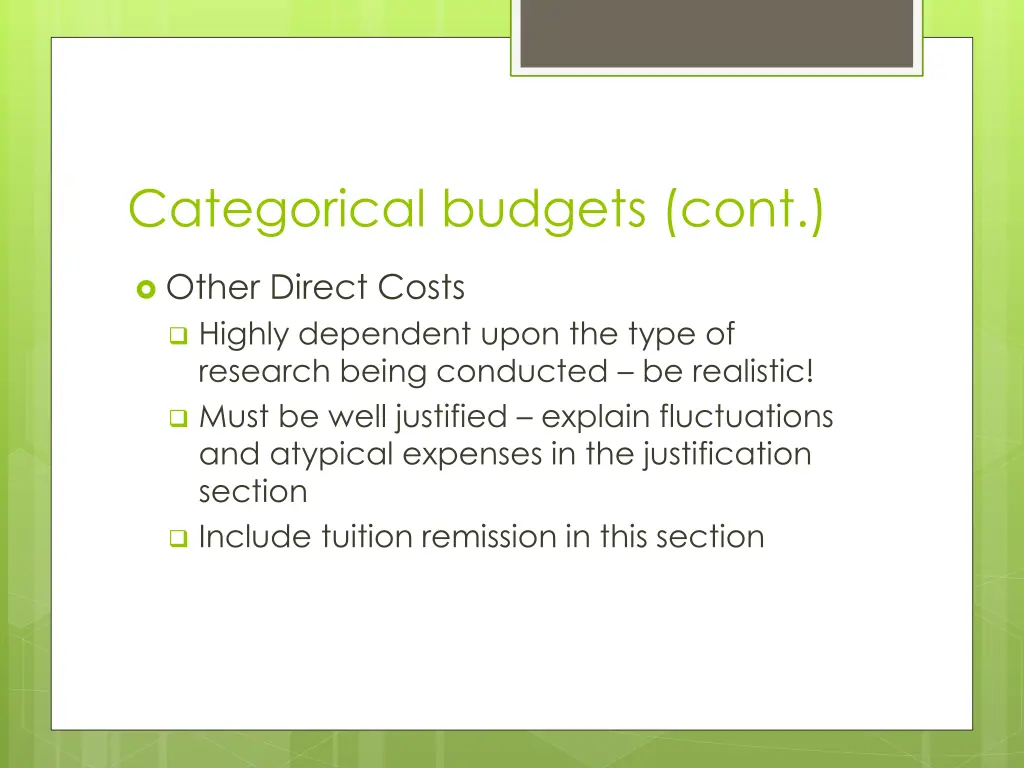 categorical budgets cont 1