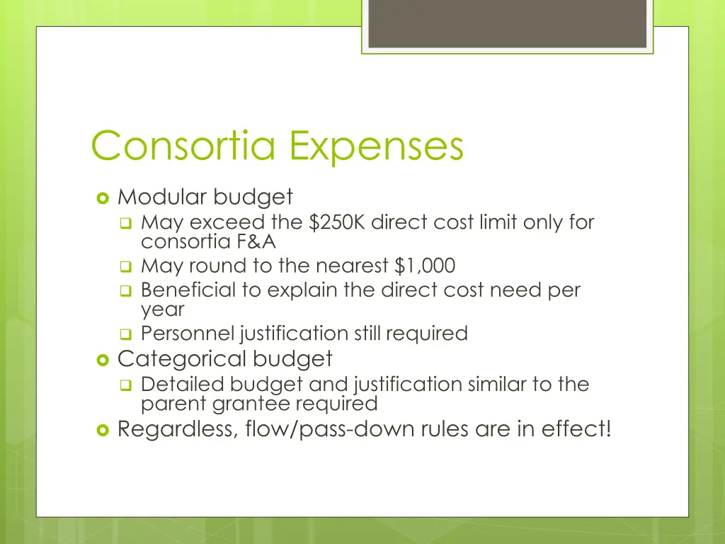 consortia expenses