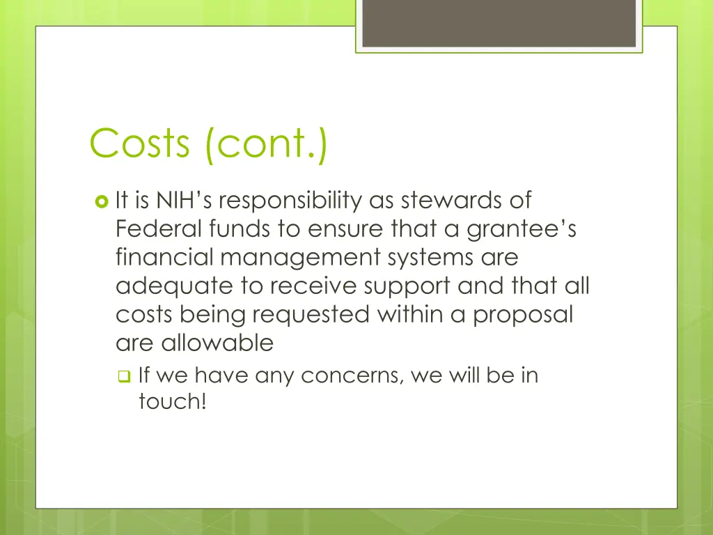 costs cont 1