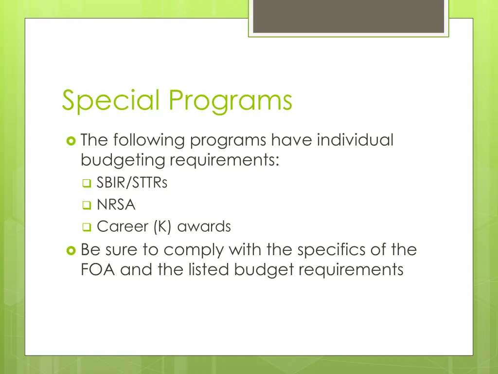 special programs