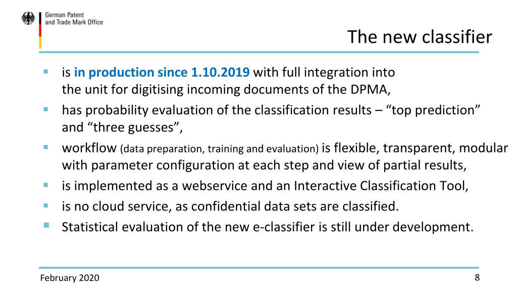 the new classifier 1
