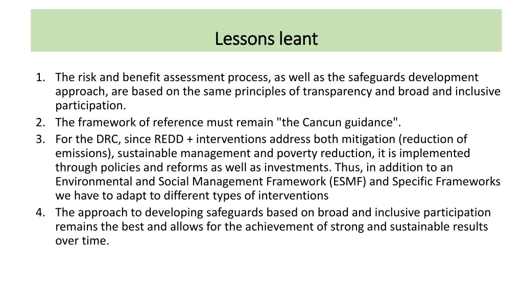 lessons leant lessons leant
