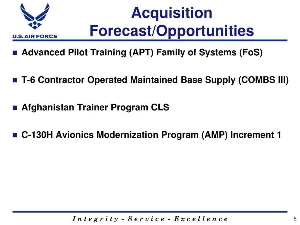 acquisition forecast opportunities