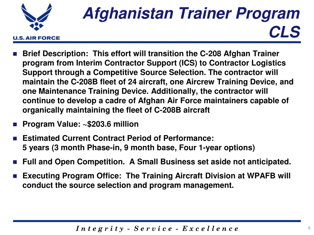 afghanistan trainer program