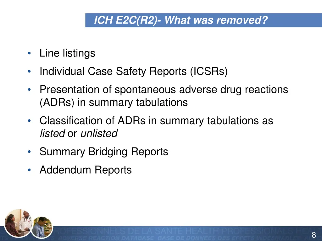 ich e2c r2 what was removed
