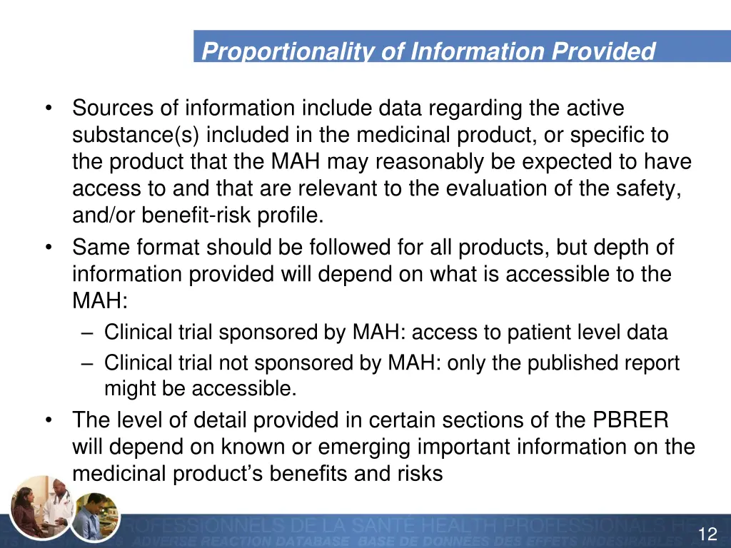 proportionality of information provided