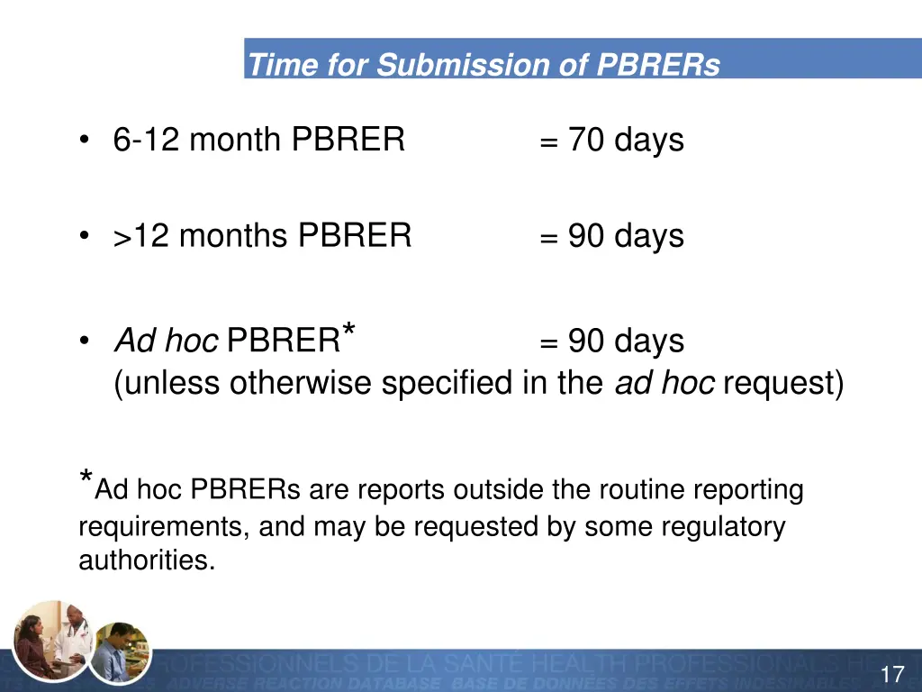 time for submission of pbrers