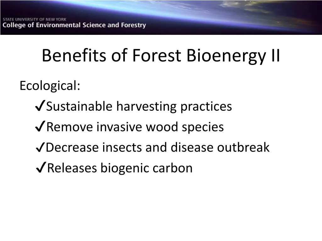 benefits of forest bioenergy ii