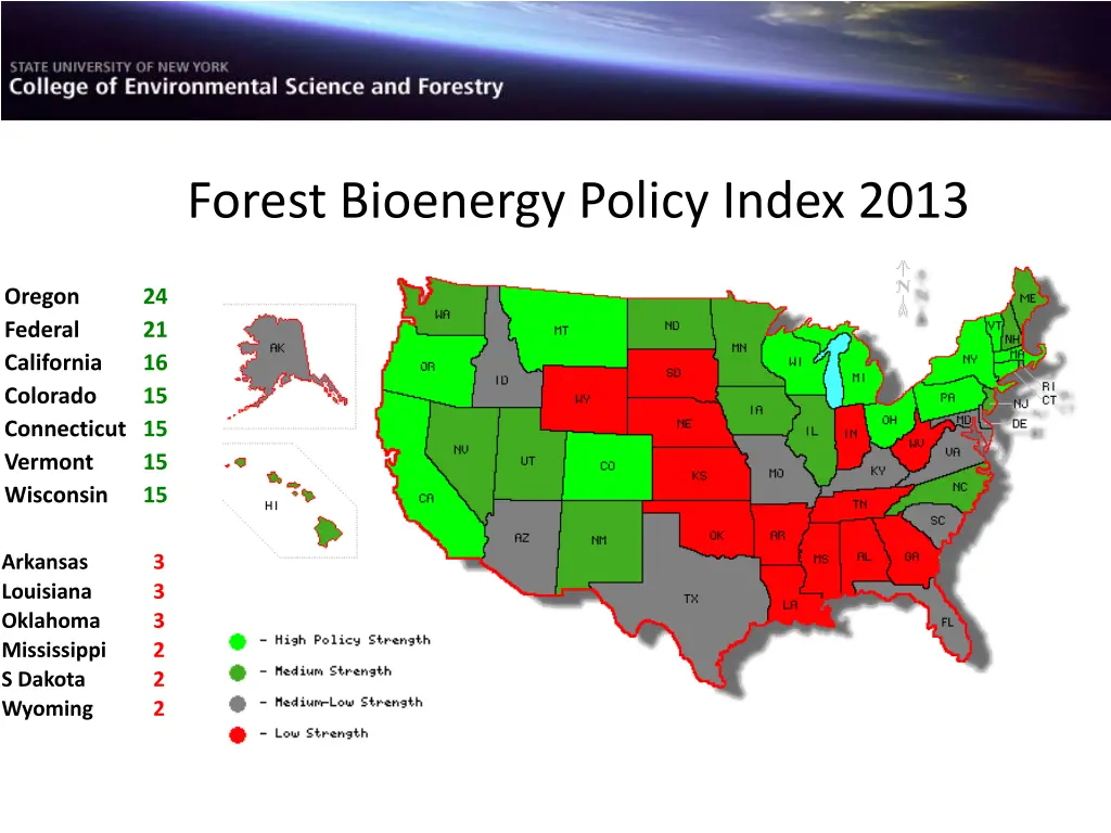 forest bioenergy policy index 2013