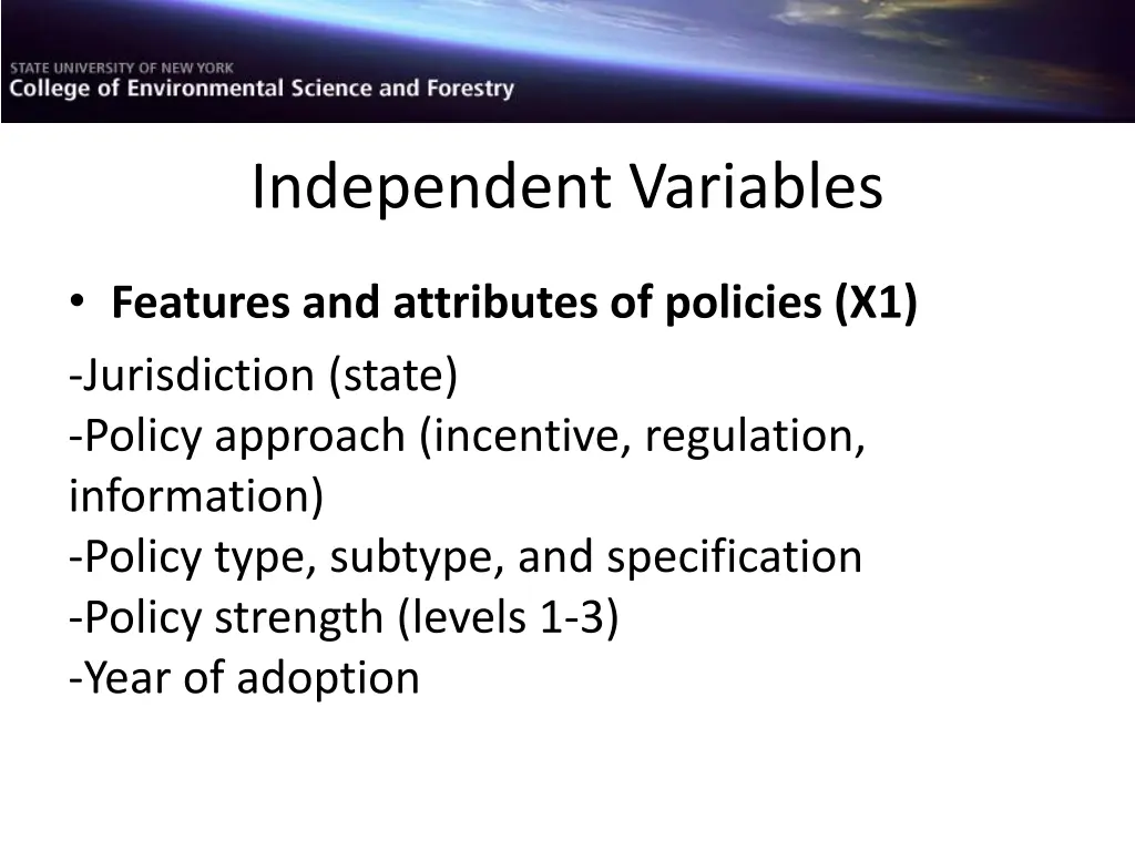 independent variables