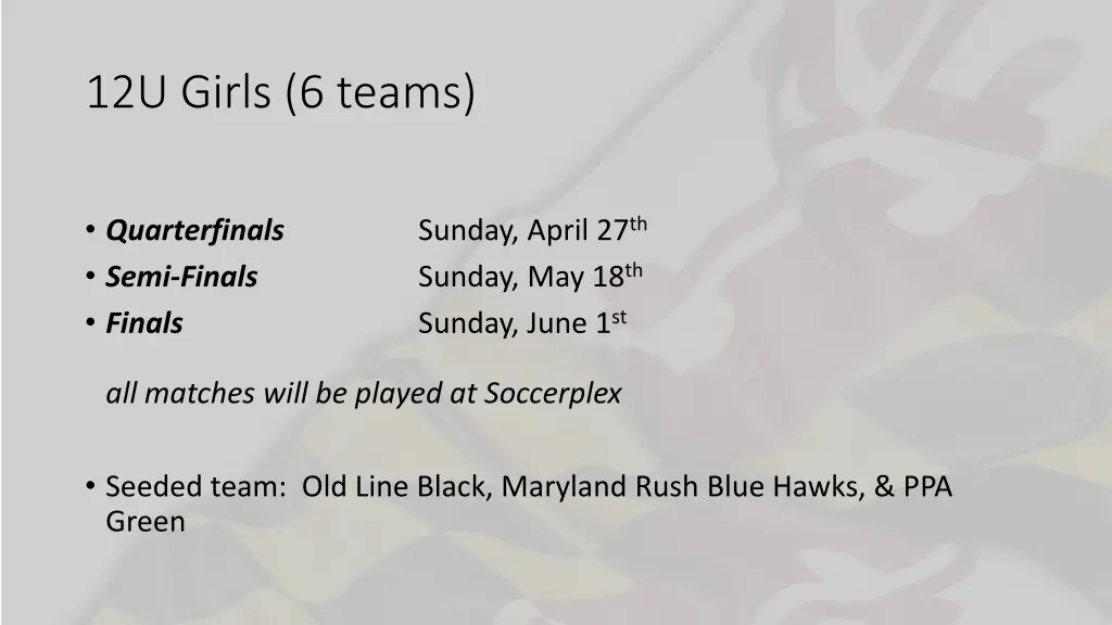 12u girls 6 teams