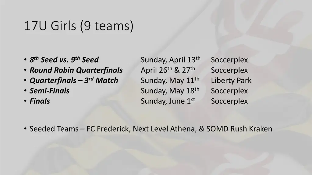 17u girls 9 teams